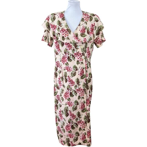 Vintage Carol Anderson Floral 80's Fit Flare A Line Dress Sz 10 Maxi Cottagecore - Picture 1 of 5